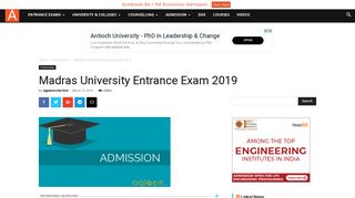 
                            7. Madras University Entrance Exam 2018 – Notification, Application ...