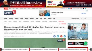 
                            7. Madras University Result 2018 After 2pm Today at unom.ac.in ...