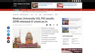 
                            5. Madras University UG, PG results 2018 released @ unom.ac.in ...