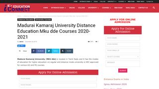 
                            5. Madurai Kamaraj University, MKU DDE Fees & Exam Courses 2019-20