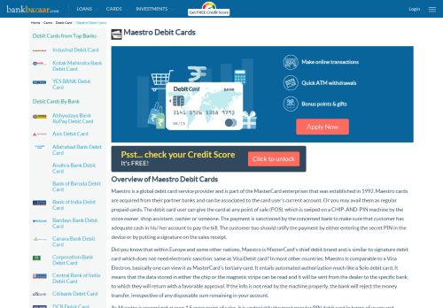 
                            4. Maestro Debit Card - Compare Online for Best Debit Cards