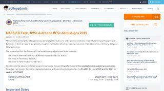 
                            6. MAFSU B.Tech, BVSc & AH and BFSc Admissions 2019 - Collegedunia