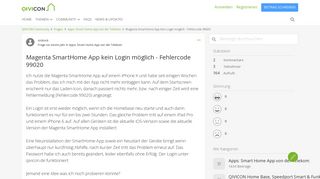 
                            13. Magenta SmartHome App kein Login möglich - Fehlercode 99020 ...