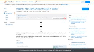 
                            12. Magento: Add Login/MyAccount Widget in Sidebar - Stack Overflow