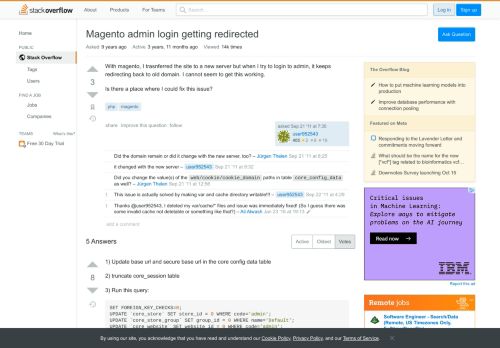 
                            2. Magento admin login getting redirected - Stack Overflow