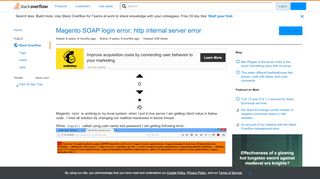 
                            7. Magento SOAP login error; http internal server error - Stack Overflow