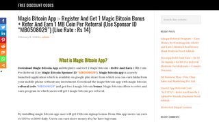 
                            9. Magic Bitcoin App : Get 1 Bitcoin Signup Bonus Sponsor id 'MB0508029'