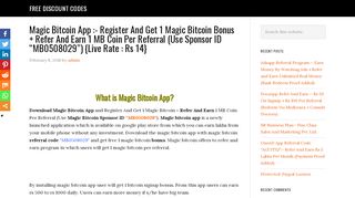 
                            13. Magic Bitcoin App : Get 1 Bitcoin Signup Bonus Sponsor id 'MB0508029'