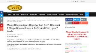 
                            3. Magic Bitcoin App :- Register And Get 1 Bitcoin & 1 Magic Bitcoin ...