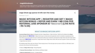 
                            7. magic bitcoin app sponsor id refer earn free money - magicbitcoinearn