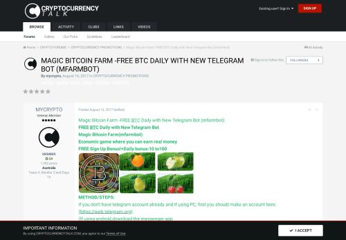
                            13. Magic Bitcoin Farm -FREE BTC Daily with New Telegram Bot (mfarmbot ...