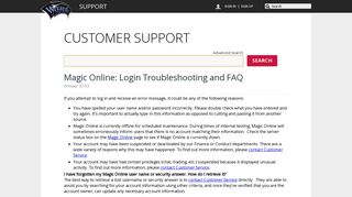 
                            9. Magic Online: Login Troubleshooting and FAQ - Wizards - Service