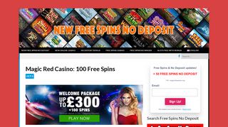 
                            9. Magic Red Casino: 100 Free Spins - New Free Spins No Deposit