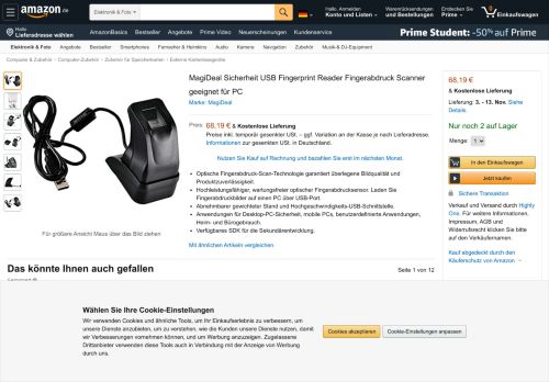 
                            7. MagiDeal Sicherheit USB Fingerprint Reader: Amazon.de: Elektronik