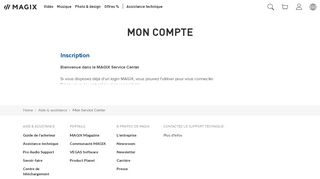 
                            2. MAGIX Service Center – Connexion compte utilisateur - Magix Ag