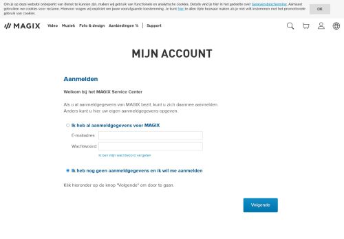 
                            2. MAGIX Service Center – Login naar eigen account. - magix ag