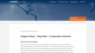 
                            10. Magna Steyr - SteyrNet - Corporate Intranet - Kaindl Informatics