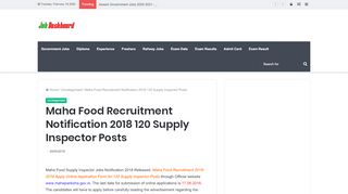 
                            12. Maha Food Recruitment Notification 2018 120 Supply Inspector Posts