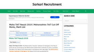 
                            8. Maha TAIT Result 2019 | Maharashtra TAIT Cut Off Marks, Merit List