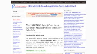 
                            9. MAHAGENCO Admit Card 2019 Assistant Medical Officer Interview ...