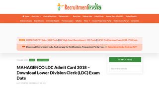 
                            7. MAHAGENCO LDC Admit Card 2018 Out - Clerk (accounts), Lower ...