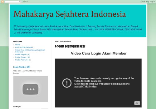 
                            1. Mahakarya Sejahtera Indonesia: Login Member MSI