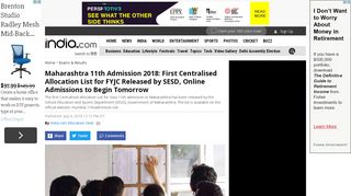 
                            12. Maharashtra 11th Admission 2018: First Centralised Allocation List for ...