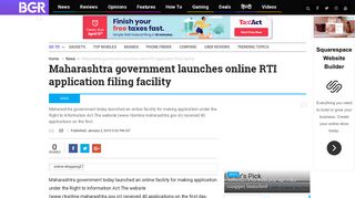 
                            12. Maharashtra government launches online RTI application filing facility ...