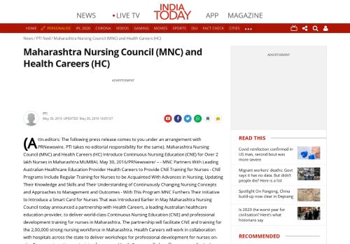 
                            11. Maharashtra Nursing Council (MNC) and Health Careers (HC) - PTI ...