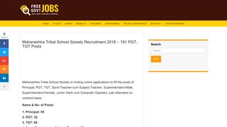 
                            9. Maharashtra Tribal School Society Recruitment 2018 – 161 PGT, TGT ...