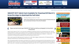 
                            8. MAHCET 2017 Admit Card: Available for Download till March 5; know ...