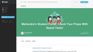 
                            4. Mahendra's Student Portal: Check Your Preps With Speed Tests! - Toppr