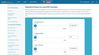 
                            6. Mahindra Finance Car Loan EMI Calculator - Calculate EMI in 2 Mins
