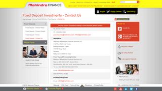 
                            4. Mahindra Finance Fixed Deposit & Mutual Fund Contact Details