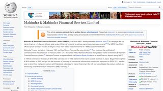 
                            8. Mahindra & Mahindra Financial Services Limited - Wikipedia