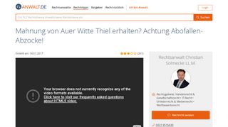 
                            12. Mahnung von Auer Witte Thiel erhalten? Achtung Abofallen-Abzocke!