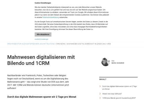 
                            8. Mahnwesen digitalisieren mit Bilendo und 1CRM | 1CRM: Das CRM ...