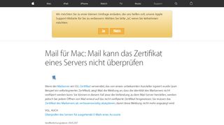 
                            10. Mail für Mac: Mail kann das Zertifikat eines Servers nicht überprüfen