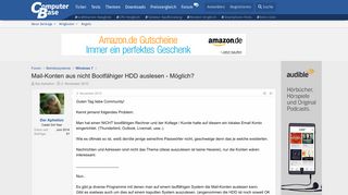 
                            11. Mail-Konten aus nicht Bootfähiger HDD auslesen - Möglich ...