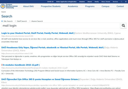 
                            11. mail login | Search | Eastern Mediterranean University (EMU), Cyprus