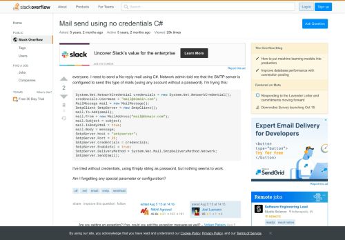 
                            1. Mail send using no credentials C# - Stack Overflow