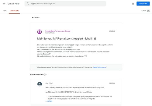 
                            4. Mail-Server. IMAP.gmail.com. reagiert nicht !!! - Google Product ...