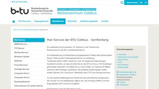 
                            2. Mail-Service : Rechenzentrum Cottbus - BTU Cottbus-Senftenberg