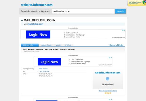
                            5. mail.bhelbpl.co.in at WI. BHEL Bhopal - Webmail :: Welcome to BHEL ...