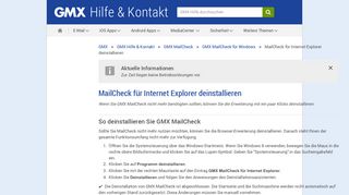 
                            4. MailCheck für Internet Explorer deinstallieren - GMX Hilfe