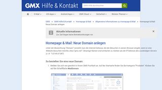 
                            7. MailDomain: Neue Domain anlegen - GMX Hilfe