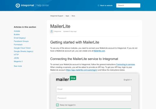 
                            9. MailerLite – Integromat Support