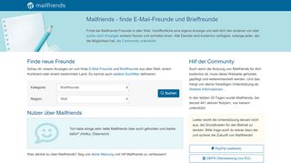 
                            2. Mailfriends | E-Mailfreunde und Brieffreunde