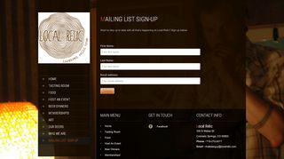 
                            9. Mailing List Sign-Up | Local Relic