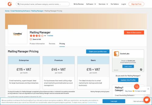 
                            4. Mailing Manager Pricing 2019 | G2 Crowd